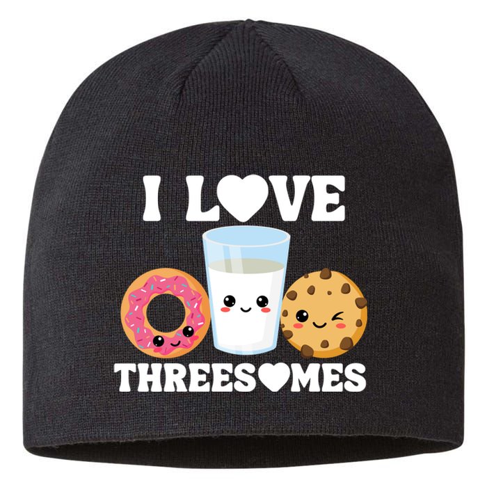 I Love Threesomes Donut Cookie Milk Valentine Pun Sustainable Beanie