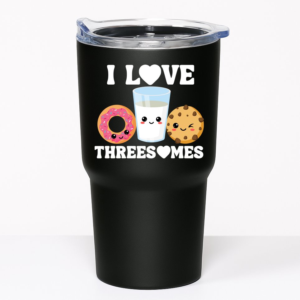 I Love Threesomes Donut Cookie Milk Valentine Pun Tumbler