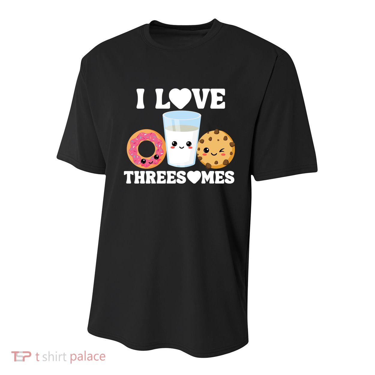 I Love Threesomes Donut Cookie Milk Valentine Pun Youth Performance Sprint T-Shirt