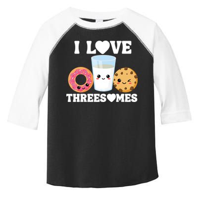 I Love Threesomes Donut Cookie Milk Valentine Pun Toddler Fine Jersey T-Shirt