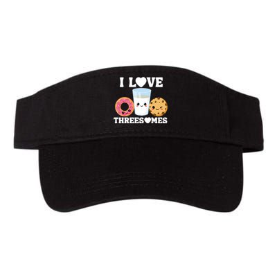 I Love Threesomes Donut Cookie Milk Valentine Pun Valucap Bio-Washed Visor