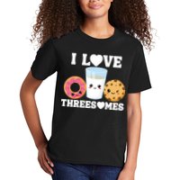 I Love Threesomes Donut Cookie Milk Valentine Pun Kids T-Shirt
