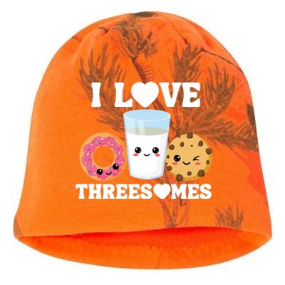 I Love Threesomes Donut Cookie Milk Valentine Pun Kati - Camo Knit Beanie