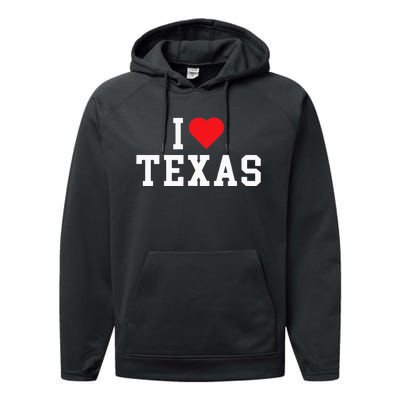 I Love Texas TX Throwback Design Performance Fleece Hoodie