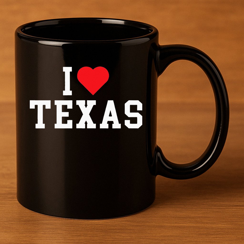 I Love Texas TX Throwback Design 11oz C Handle Ceramic Mug