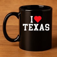I Love Texas TX Throwback Design 11oz C Handle Ceramic Mug