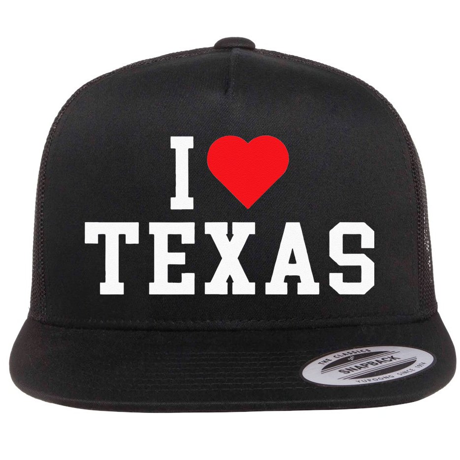 I Love Texas TX Throwback Design Flat Bill Trucker Hat