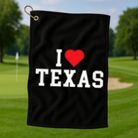 I Love Texas TX Throwback Design Golf Towel