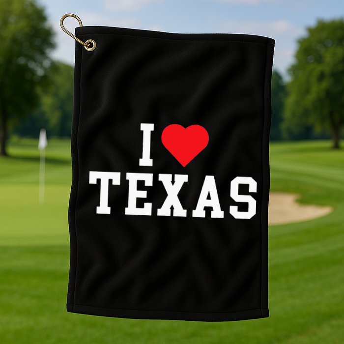 I Love Texas TX Throwback Design Golf Towel