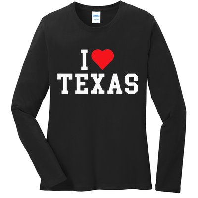 I Love Texas TX Throwback Design Ladies Long Sleeve Shirt