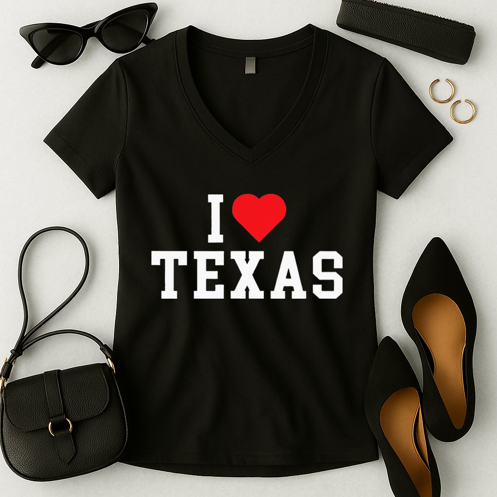 I Love Texas TX Throwback Design Women's V-Neck T-Shirt