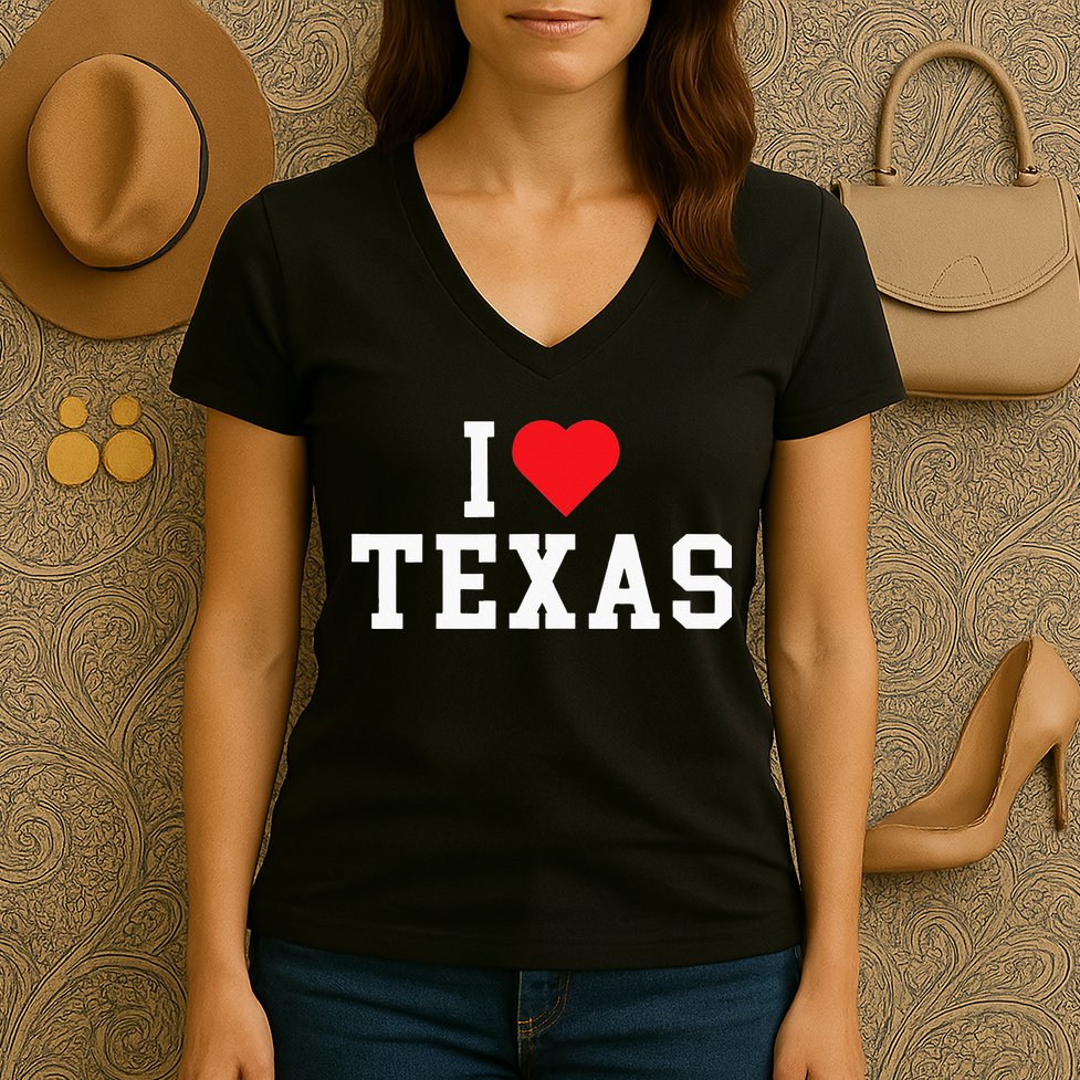 I Love Texas TX Throwback Design Women's V-Neck T-Shirt