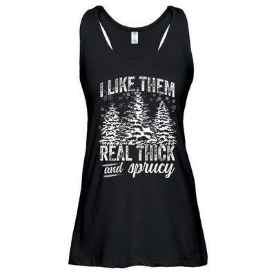 I Like Them Real Thick & Sprucey Funny Christmas Tree Ladies Essential Flowy Tank