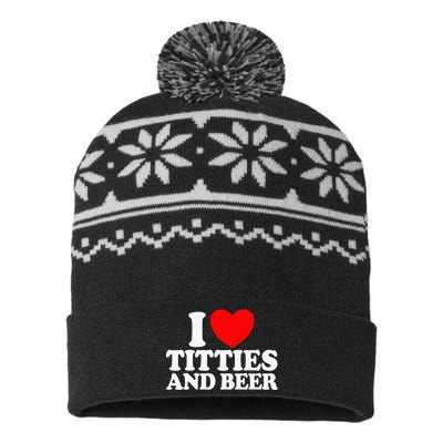 I Love Titties And Beer Funny I Love Titties And Beer USA-Made Snowflake Beanie