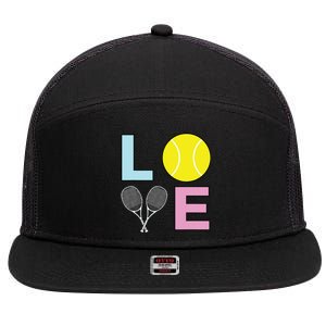 I Love Tennis Tennis Player 7 Panel Mesh Trucker Snapback Hat