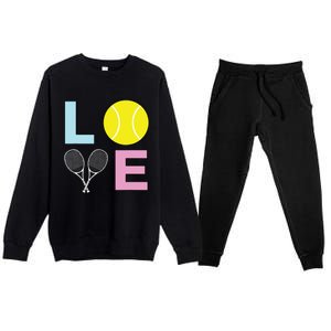 I Love Tennis Tennis Player Premium Crewneck Sweatsuit Set