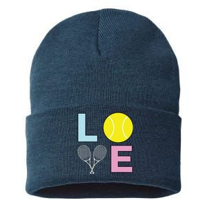 I Love Tennis Tennis Player Sustainable Knit Beanie