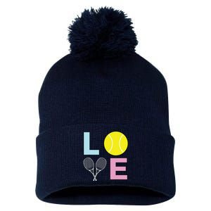 I Love Tennis Tennis Player Pom Pom 12in Knit Beanie