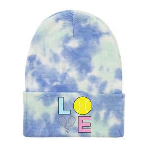 I Love Tennis Tennis Player Tie Dye 12in Knit Beanie