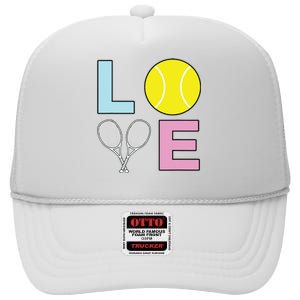 I Love Tennis Tennis Player High Crown Mesh Back Trucker Hat