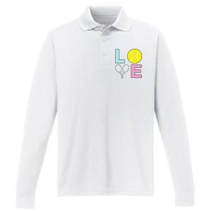 I Love Tennis Tennis Player Performance Long Sleeve Polo