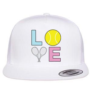 I Love Tennis Tennis Player Flat Bill Trucker Hat