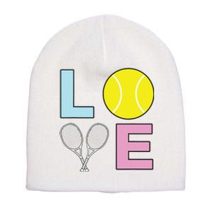 I Love Tennis Tennis Player Short Acrylic Beanie