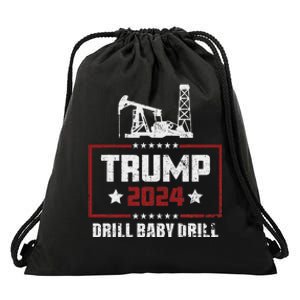 I Love Trump 2024 Drill Baby Drill 4th Of July Drawstring Bag