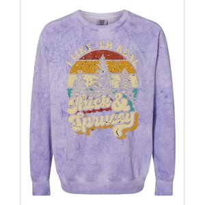 I Like Them Real Thick & Sprucey Funny Christmas Tree Colorblast Crewneck Sweatshirt