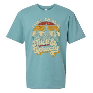 I Like Them Real Thick & Sprucey Funny Christmas Tree Sueded Cloud Jersey T-Shirt