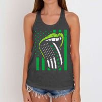 Irish Lips Tongue US Flag St Patricks Day Patriot Women's Knotted Racerback Tank