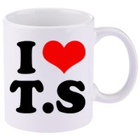 I LOVE TS 11oz C Handle Ceramic Mug