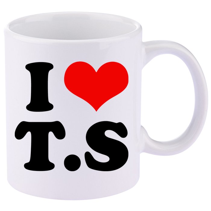 I LOVE TS 11oz C Handle Ceramic Mug