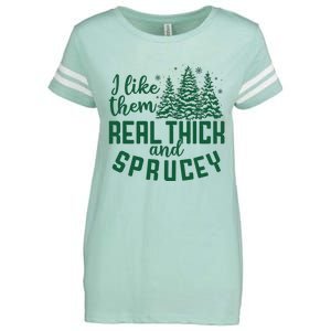 I Like Them Real Thick And Sprucey Funny Christmas Tree Xmas Enza Ladies Jersey Football T-Shirt