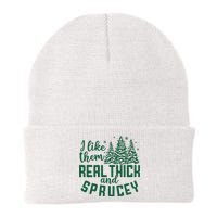 I Like Them Real Thick And Sprucey Funny Christmas Tree Xmas Knit Cap Winter Beanie