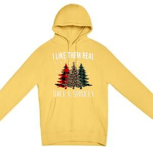 I Like Them Thick And Sprucey Funny Christmas Colorful Tree Premium Pullover Hoodie