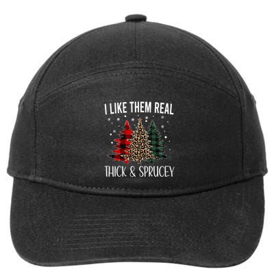 I Like Them Thick And Sprucey Funny Christmas Colorful Tree 7-Panel Snapback Hat