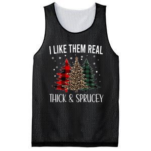 I Like Them Thick And Sprucey Funny Christmas Colorful Tree Mesh Reversible Basketball Jersey Tank