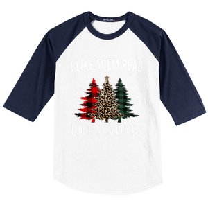 I Like Them Thick And Sprucey Funny Christmas Colorful Tree Baseball Sleeve Shirt