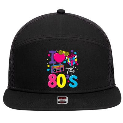 I Love The 80s 80's Party Retro birthday  7 Panel Mesh Trucker Snapback Hat