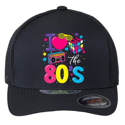 I Love The 80s 80's Party Retro birthday  Flexfit Unipanel Trucker Cap