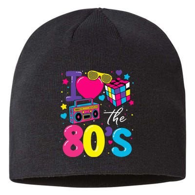 I Love The 80s 80's Party Retro birthday  Sustainable Beanie