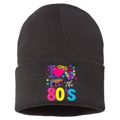 I Love The 80s 80's Party Retro birthday  Sustainable Knit Beanie