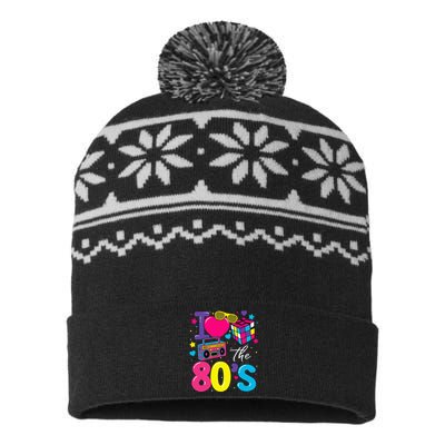 I Love The 80s 80's Party Retro birthday  USA-Made Snowflake Beanie