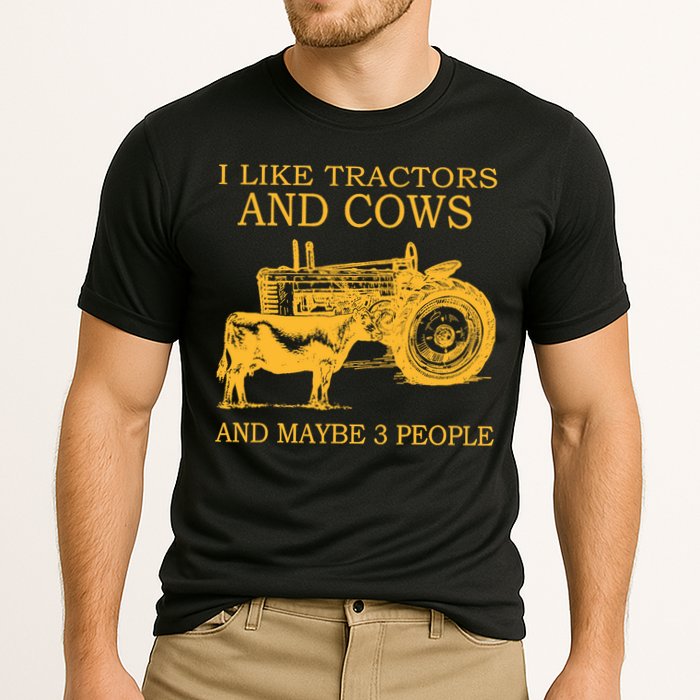I Like Tractors And Cows And Maybe 3 People Farmer Cooling Performance Crew T-Shirt