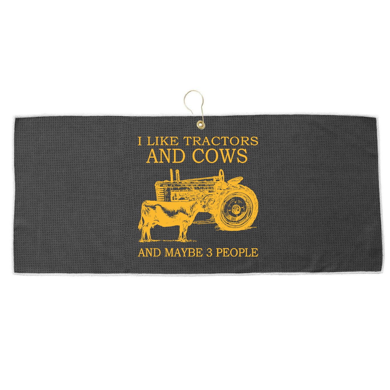 I Like Tractors And Cows And Maybe 3 People Farmer Large Microfiber Waffle Golf Towel