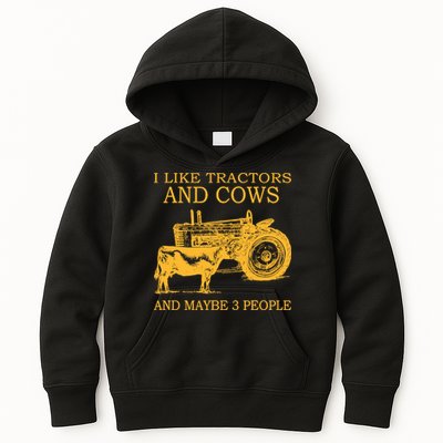 I Like Tractors And Cows And Maybe 3 People Farmer Kids Hoodie