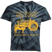 I Like Tractors And Cows And Maybe 3 People Farmer Kids Tie-Dye T-Shirt