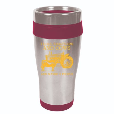 I Like Tractors And Cows And Maybe 3 People Farmer 16oz Travel Tumbler
