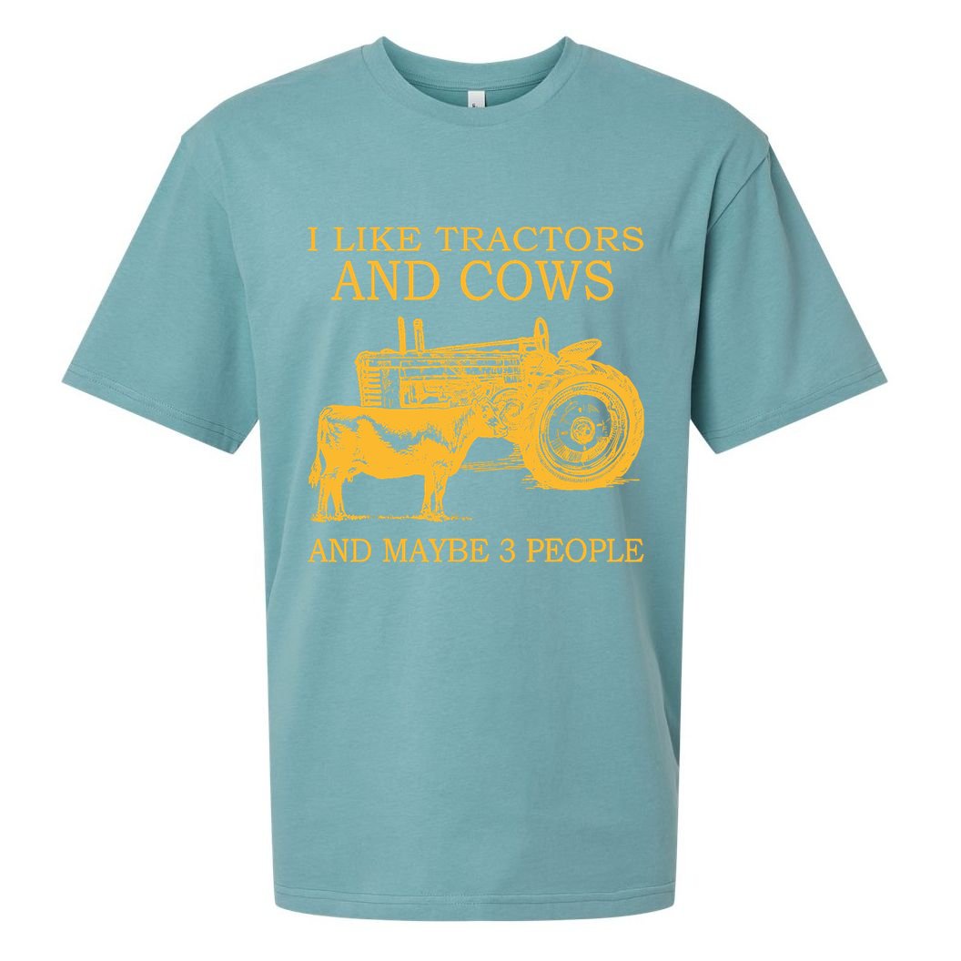 I Like Tractors And Cows And Maybe 3 People Farmer Sueded Cloud Jersey T-Shirt